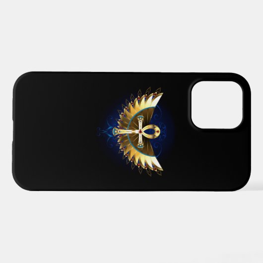 Gouden Ankh met vleugels iPhone Hoesje (Achterkant horizontaal)