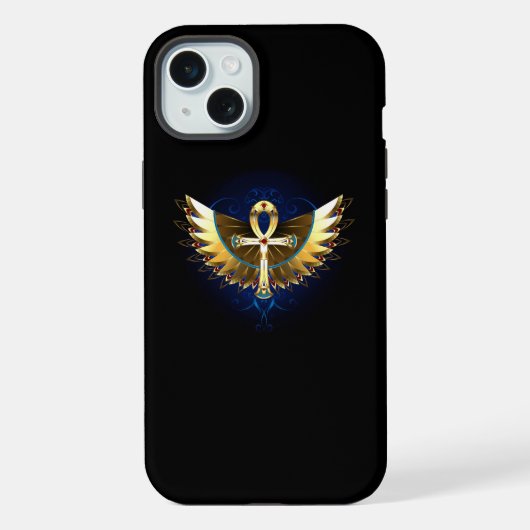 Gouden Ankh met Vleugels iPhone Hoesje (Achterkant)