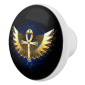 Gouden Ankh met Vleugels Keramische Knop (Rechts)