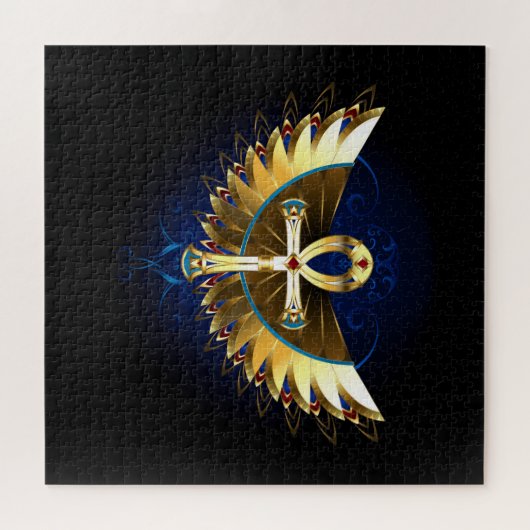 Gouden Ankh met vleugels Legpuzzel (Horizontaal)