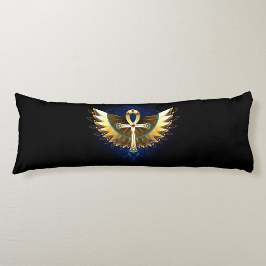 Gouden Ankh met vleugels Lichaamskussen (Voorkant)