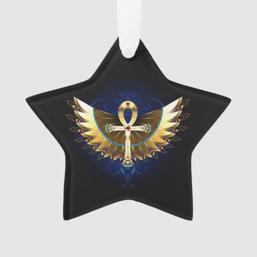 Gouden Ankh met vleugels Ornament (voorkant)
