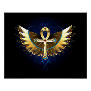 Gouden Ankh met Vleugels Perfect Poster