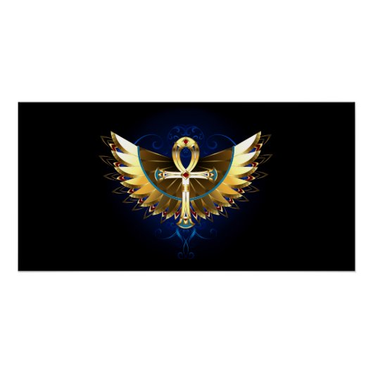 Gouden Ankh met Vleugels Perfect Poster (Voorkant)