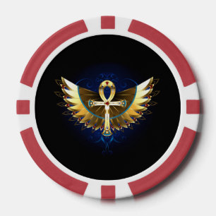 Gouden Ankh met Vleugels Poker Chips