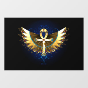 Gouden Ankh met vleugels Raamsticker