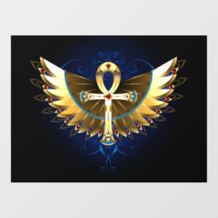 Gouden Ankh met Vleugels Raamsticker
