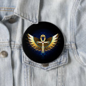 Gouden Ankh met Vleugels Ronde Button 4,0 Cm (In situ)