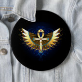 Gouden Ankh met vleugels Ronde Button 6,0 Cm (In situ)