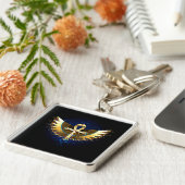 Gouden Ankh met vleugels Sleutelhanger (Zijkant)