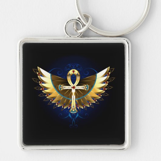 Gouden Ankh met vleugels Sleutelhanger (Voorkant)