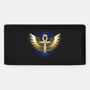Gouden Ankh met vleugels Spandoek