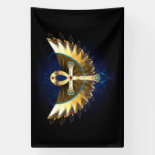 Gouden Ankh met vleugels Spandoek (Verticaal)