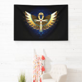 Gouden Ankh met vleugels Spandoek (Insitu)