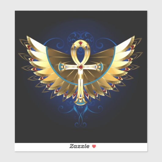 Gouden Ankh met Vleugels Sticker (Vel)
