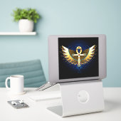 Gouden Ankh met Vleugels Sticker (Laptop op bureau)