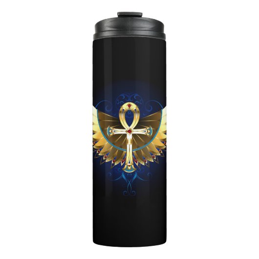 Gouden Ankh met vleugels Thermosbeker (Voorkant)