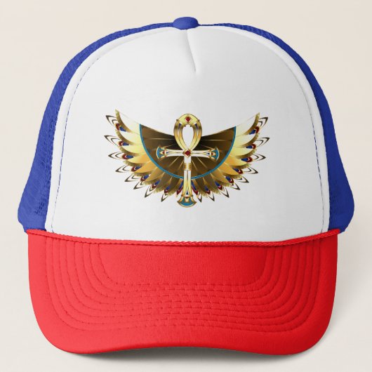 Gouden Ankh met Vleugels Trucker Pet (Voorkant)