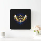 Gouden Ankh met vleugels Vierkante Klok (Huis)