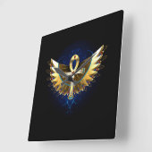 Gouden Ankh met vleugels Vierkante Klok (Hoek)
