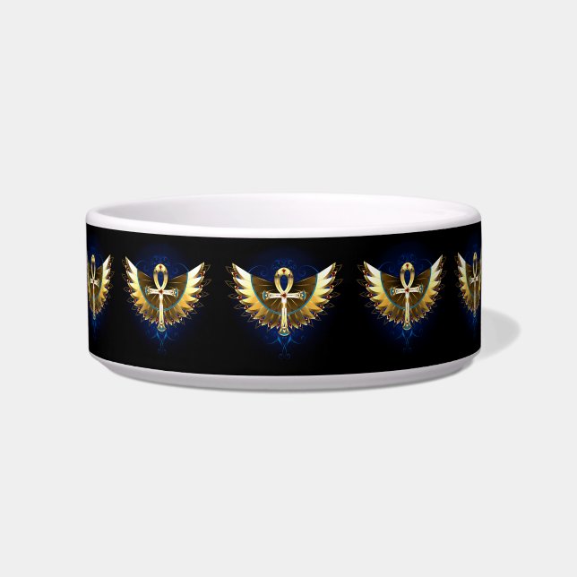 Gouden Ankh met vleugels Voerbakje (Voorkant)