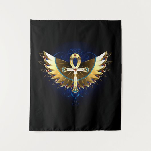 Gouden Ankh met vleugels Wandkleed (Voorkant)
