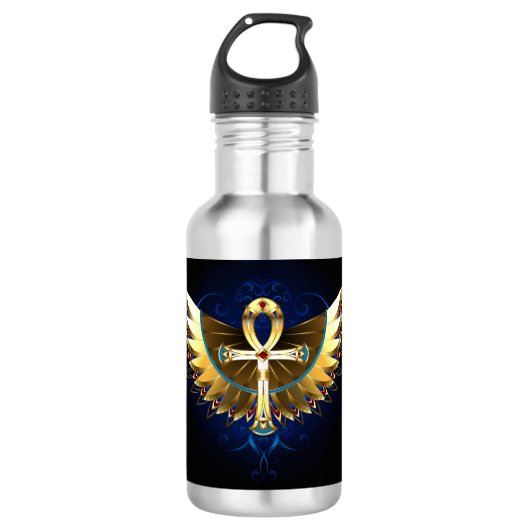 Gouden Ankh met Vleugels Waterfles (Voorkant)