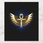 Gouden Ankh met Vleugels Wijn Etiket (Enkel label)