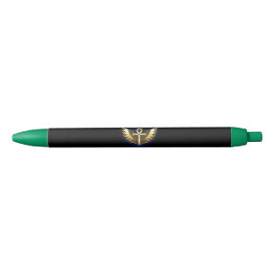 Gouden Ankh met vleugels Zwarte Inkt Pen