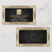 Gouden Antiek rand | Gebouwpictogram | Geometrisch Visitekaartje (Voorkant / Achterkant)