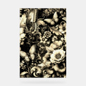 Gouden Antieke bloemen met vlinders Acryl Bord (Voorkant)