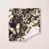 Gouden Antieke bloemen met vlinders Bad Handdoek (Wasdoekje)