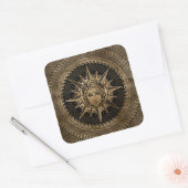 Gouden Apollo Zonnegod op Grieks Sleutel Ornament Vierkante Sticker (Envelop)