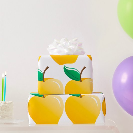 Gouden appel heldergeel fruit cadeaupapier