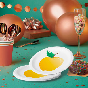 Gouden appel heldergeel fruit papieren bordje