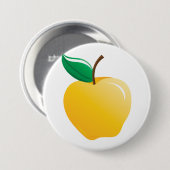 Gouden appel heldergeel fruit ronde button 7,6 cm (Voorkant /achterkant)
