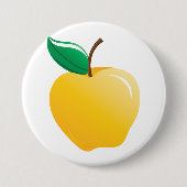 Gouden appel heldergeel fruit ronde button 7,6 cm (Voorkant)