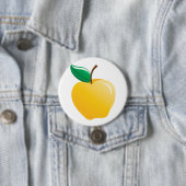 Gouden appel heldergeel fruit ronde button 7,6 cm (In situ)