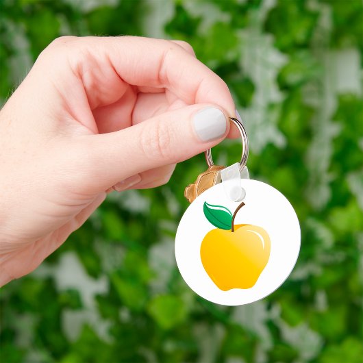 Gouden appel heldergeel fruit sleutelhanger
