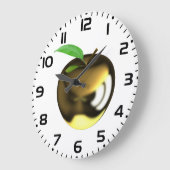Gouden appel met blad glanzend metaal grote klok (Hoek)
