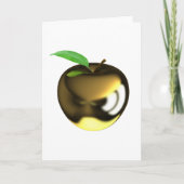 Gouden appel met blad glanzend metaal kaart (Voorkant)