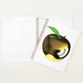 Gouden appel met blad glanzend metaal planner (Display)