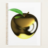 Gouden appel met blad glanzend metaal planner (Voorkant)