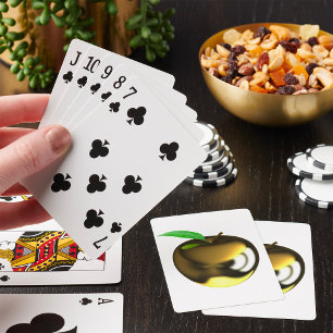 Gouden appel met blad glanzend metaal pokerkaarten