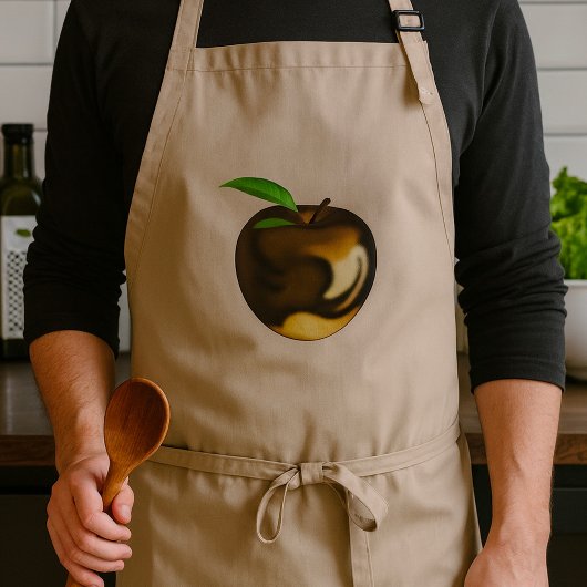 Gouden appel met blad glanzend metaal standaard schort