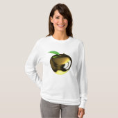 Gouden appel met blad glanzend metaal t-shirt (Voorkant volledig)