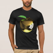 Gouden appel met blad glanzend metaal t-shirt (Voorkant)