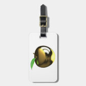 Gouden appel met Blad Glanzend Metallic Bagagelabel (Voorkant verticaal)