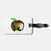 Gouden appel met Blad Glanzend Metallic Bagagelabel (Achterkant horizontaal)