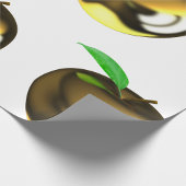 Gouden appel met Blad Glanzend Metallic Cadeaupapier